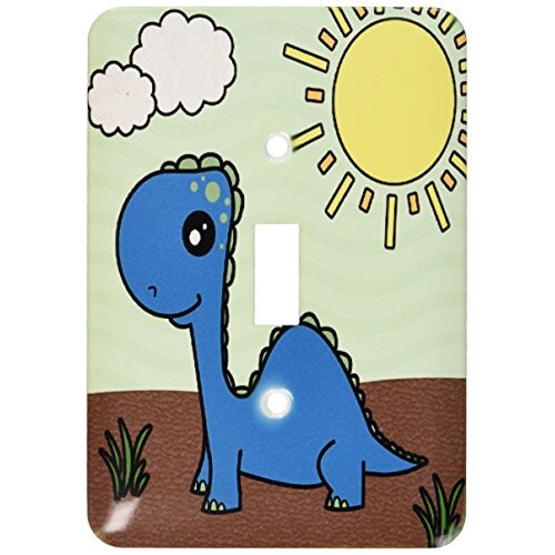 3dRose LLC lsp_13797_1 Cute Baby Blue Dinosaur Scene - Single Toggle Switch